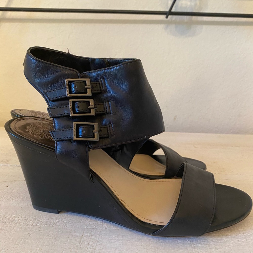 Vince Camuto Leather Wedge Open Toe Sandals